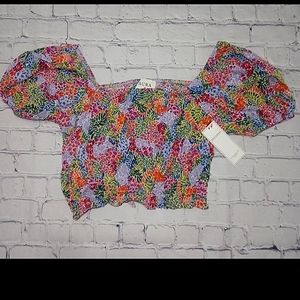 NWT Womens Aura Floral Print Boho Top SZ Medium